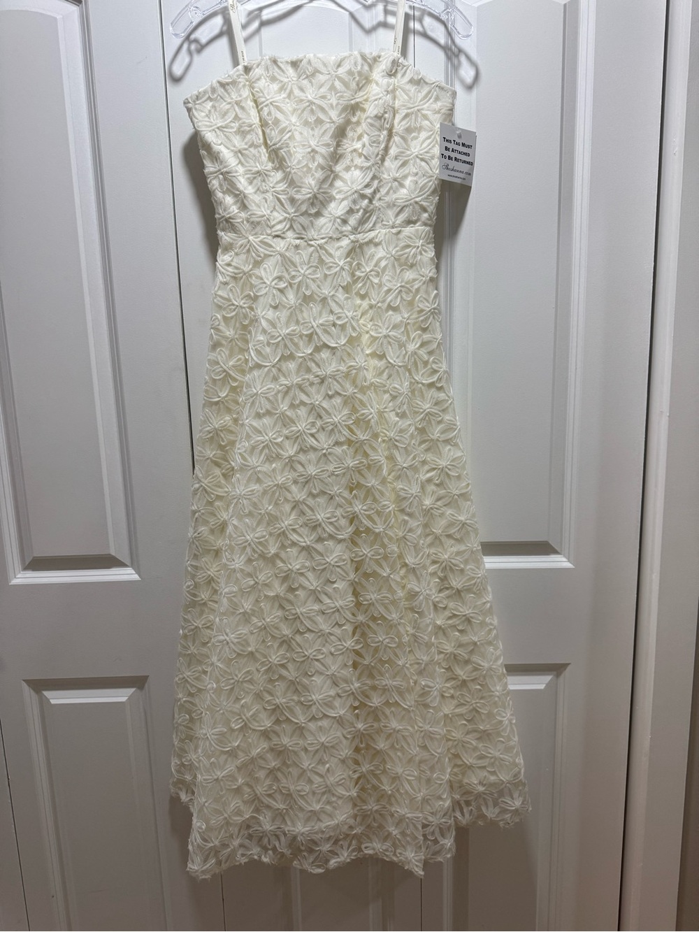 Shoshanna Strapless Ivory Floral Appliqué Dress